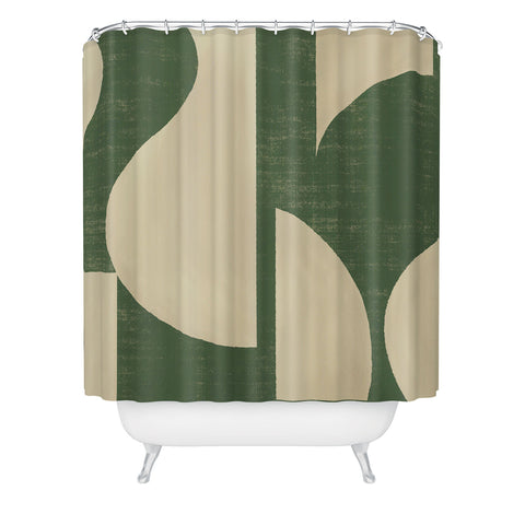 MoonlightPrint Abstract vase collage green Shower Curtain