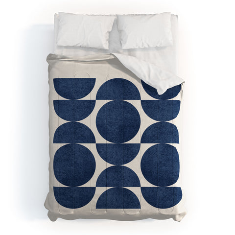 MoonlightPrint Blue navy retro scandinavian mid century Comforter