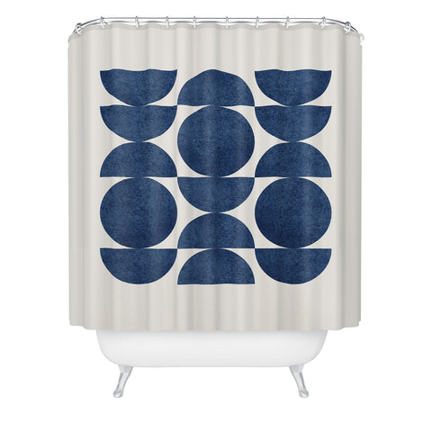 MoonlightPrint Blue navy retro scandinavian mid century Shower Curtain