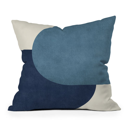 MoonlightPrint Halfmoon Colorblock Blue Throw Pillow