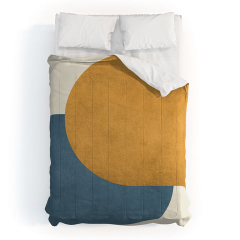 MoonlightPrint Halfmoon Colorblock Gold Blue Comforter