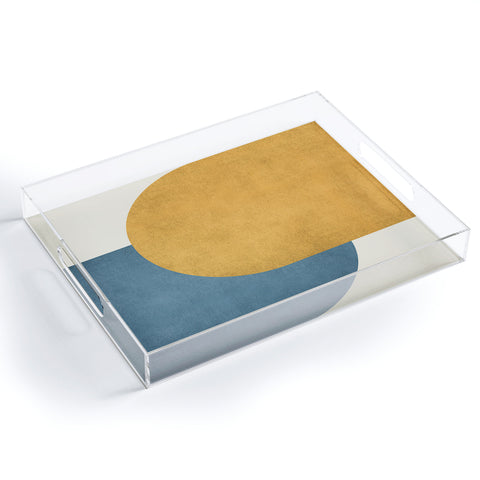 MoonlightPrint Halfmoon Colorblock Gold Blue Acrylic Tray