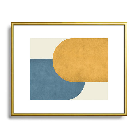 MoonlightPrint Halfmoon Colorblock Gold Blue Metal Framed Art Print