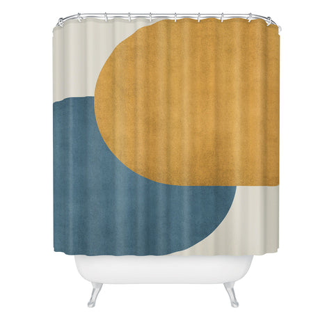 MoonlightPrint Halfmoon Colorblock Gold Blue Shower Curtain