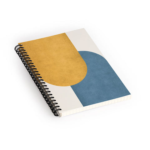 MoonlightPrint Halfmoon Colorblock Gold Blue Spiral Notebook