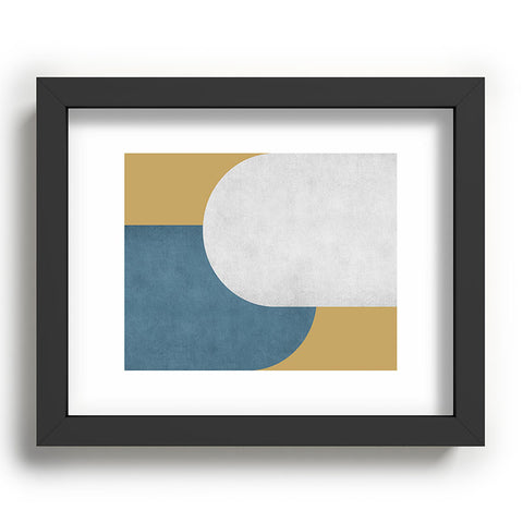 MoonlightPrint Halfmoon Colorblock White Blue on Gold Recessed Framing Rectangle