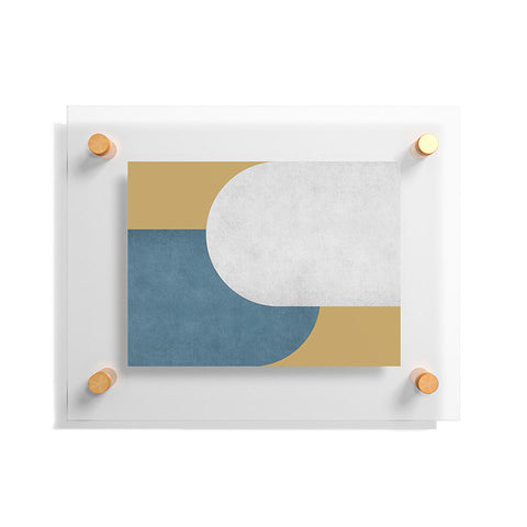MoonlightPrint Halfmoon Colorblock White Blue on Gold Floating Acrylic Print