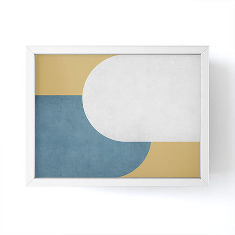 MoonlightPrint Halfmoon Colorblock White Blue on Gold Framed Mini Art Print