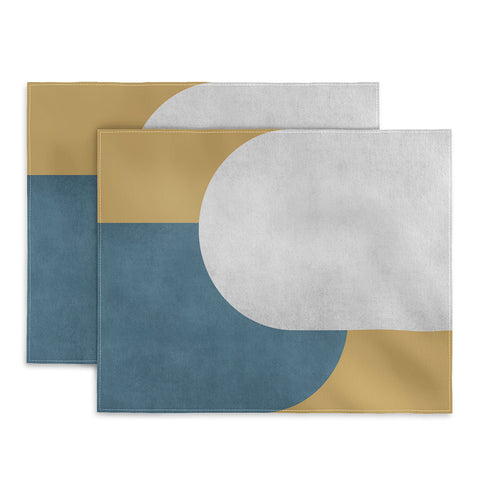 MoonlightPrint Halfmoon Colorblock White Blue on Gold Placemat