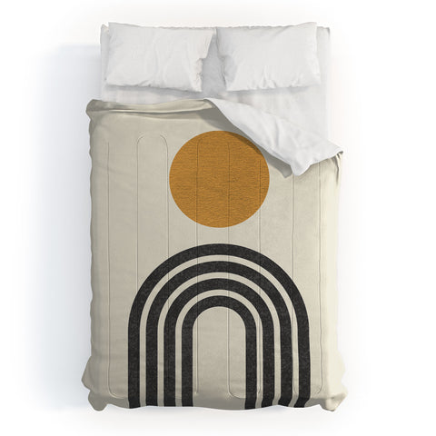 MoonlightPrint Mid century modern gold sun Comforter