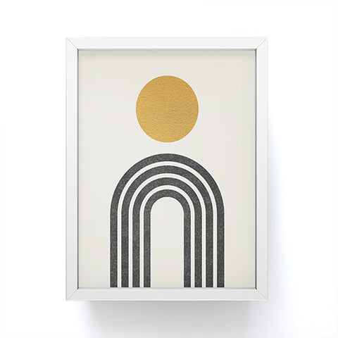 MoonlightPrint Mid century modern gold sun Framed Mini Art Print