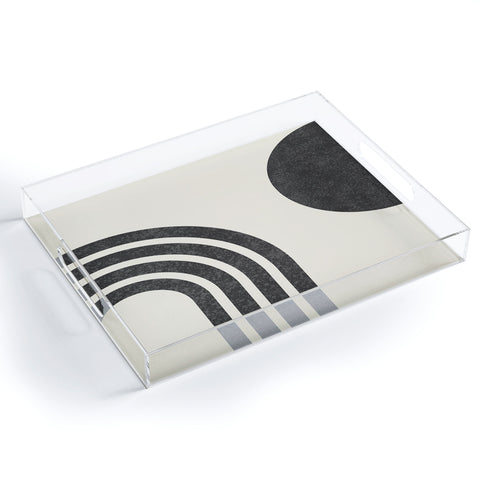 MoonlightPrint Mid century modern Rainbow bk Acrylic Tray