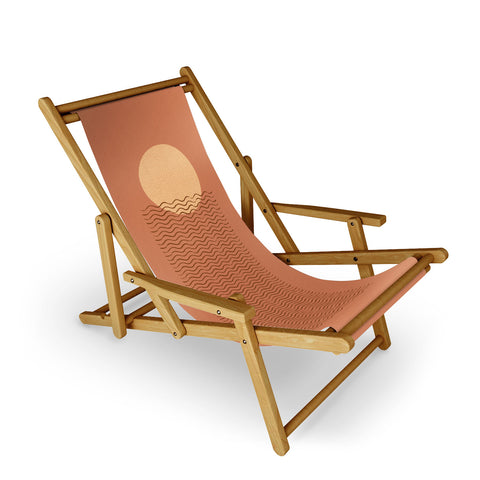 MoonlightPrint Ocean Wave Terracotta Mid Century Sling Chair