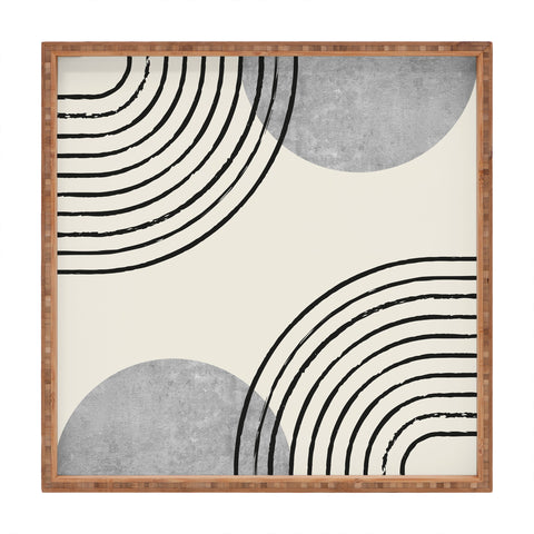 MoonlightPrint Sun Arch Double Grey Square Tray