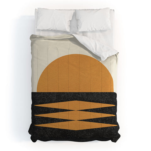 MoonlightPrint Sunset Geometric Midcentury style Comforter