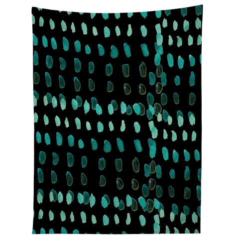 Morgan Kendall aqua dashes black Tapestry