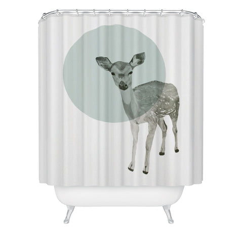 Morgan Kendall aqua deer Shower Curtain