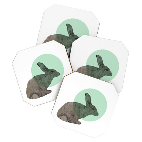 Morgan Kendall aqua rabbit Coaster Set