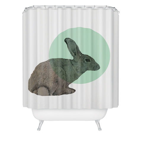Morgan Kendall aqua rabbit Shower Curtain