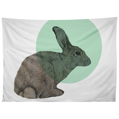 Morgan Kendall aqua rabbit Tapestry