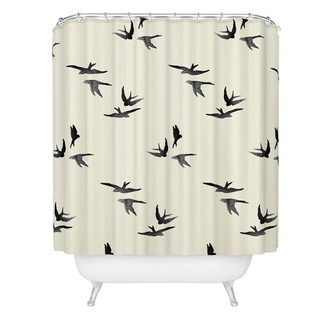 Morgan Kendall black birds Shower Curtain