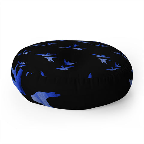 Morgan Kendall blue birds Floor Pillow Round