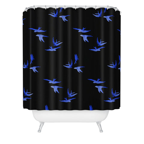 Morgan Kendall blue birds Shower Curtain