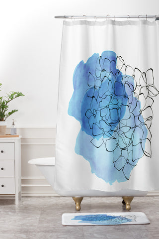 Morgan Kendall blue hydrangea Shower Curtain And Mat