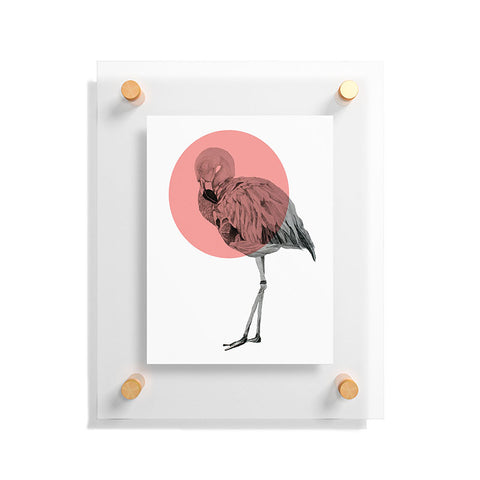 Morgan Kendall coral flamingo Floating Acrylic Print