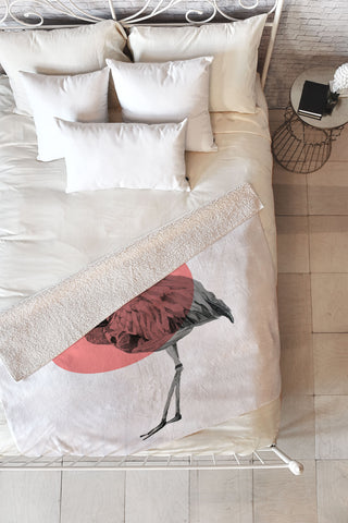 Morgan Kendall coral flamingo Fleece Throw Blanket