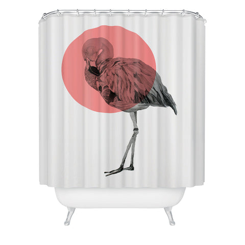 Morgan Kendall coral flamingo Shower Curtain