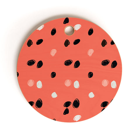 Morgan Kendall coral scribble Cutting Board Round