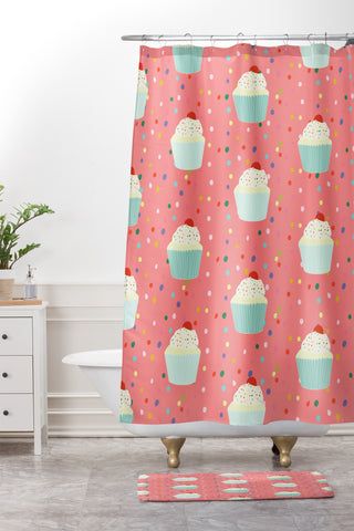 Morgan Kendall cupcakes and sprinkles Shower Curtain And Mat