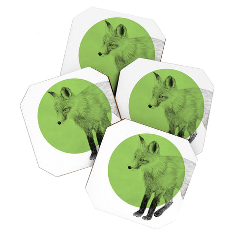 Morgan Kendall green fox Coaster Set