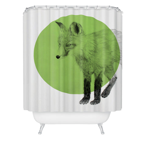Morgan Kendall green fox Shower Curtain