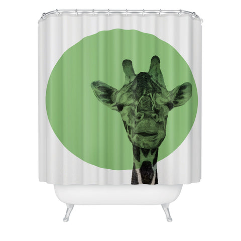 Morgan Kendall green giraffe Shower Curtain