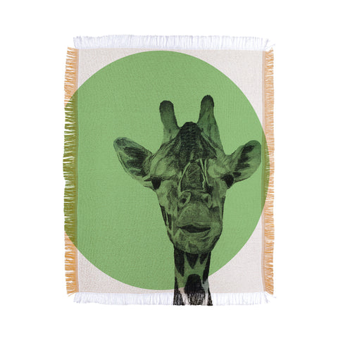 Morgan Kendall green giraffe Throw Blanket