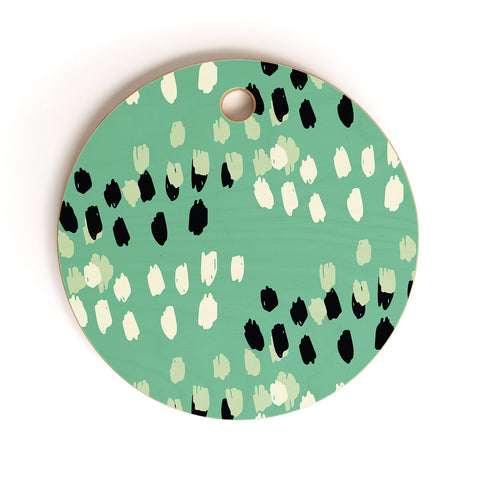 Morgan Kendall green scribbles Cutting Board Round
