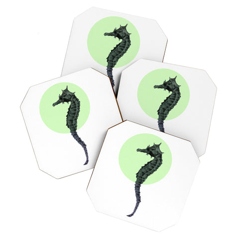 Morgan Kendall green seahorse Coaster Set