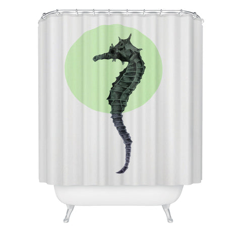 Morgan Kendall green seahorse Shower Curtain