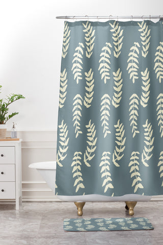Morgan Kendall grey vines Shower Curtain And Mat