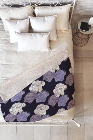 Morgan Kendall lavender roses Fleece Throw Blanket