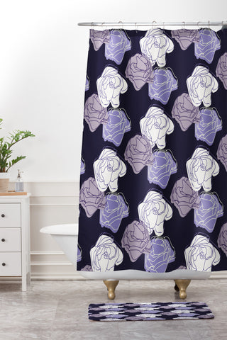 Morgan Kendall lavender roses Shower Curtain And Mat