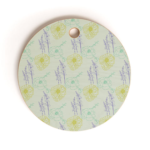 Morgan Kendall may flowers Cutting Board Round