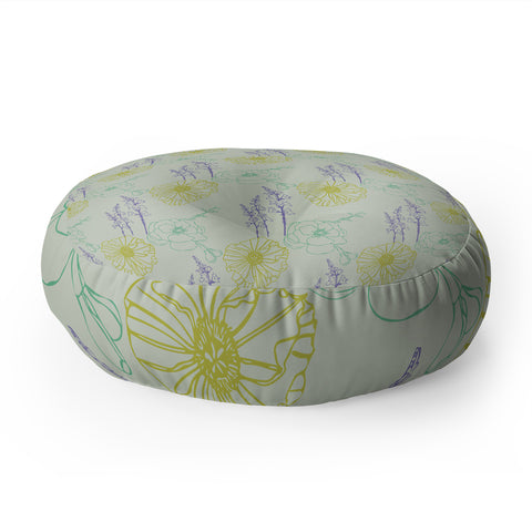 Morgan Kendall may flowers Floor Pillow Round