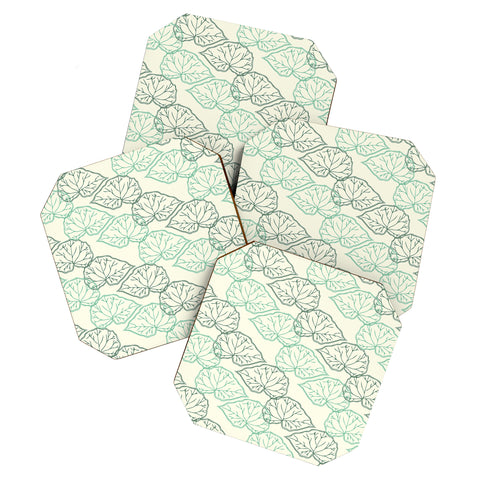 Morgan Kendall mint green leaves Coaster Set