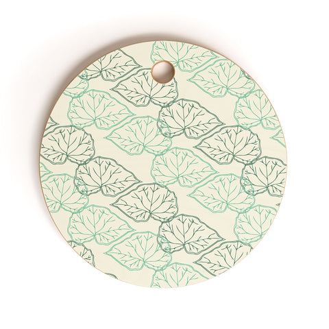 Morgan Kendall mint green leaves Cutting Board Round