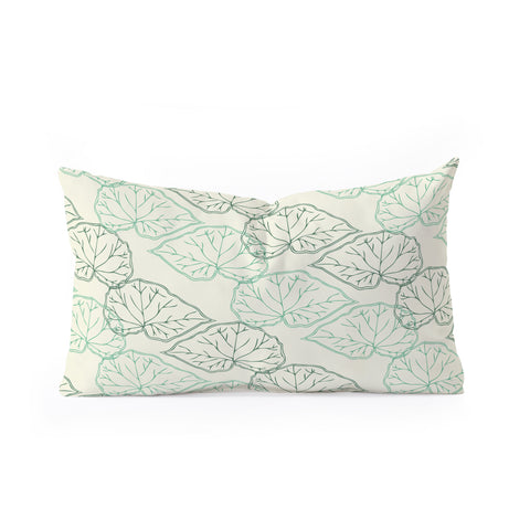 Morgan Kendall mint green leaves Oblong Throw Pillow