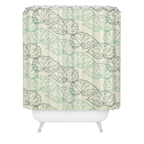 Morgan Kendall mint green leaves Shower Curtain