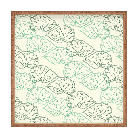 Morgan Kendall mint green leaves Square Tray